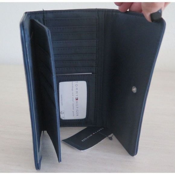 Tommy Hilfiger 69J3021 410 Navy Logo Embossed Tri-Fold Wallet Checkbook $70 - Picture 7 of 10